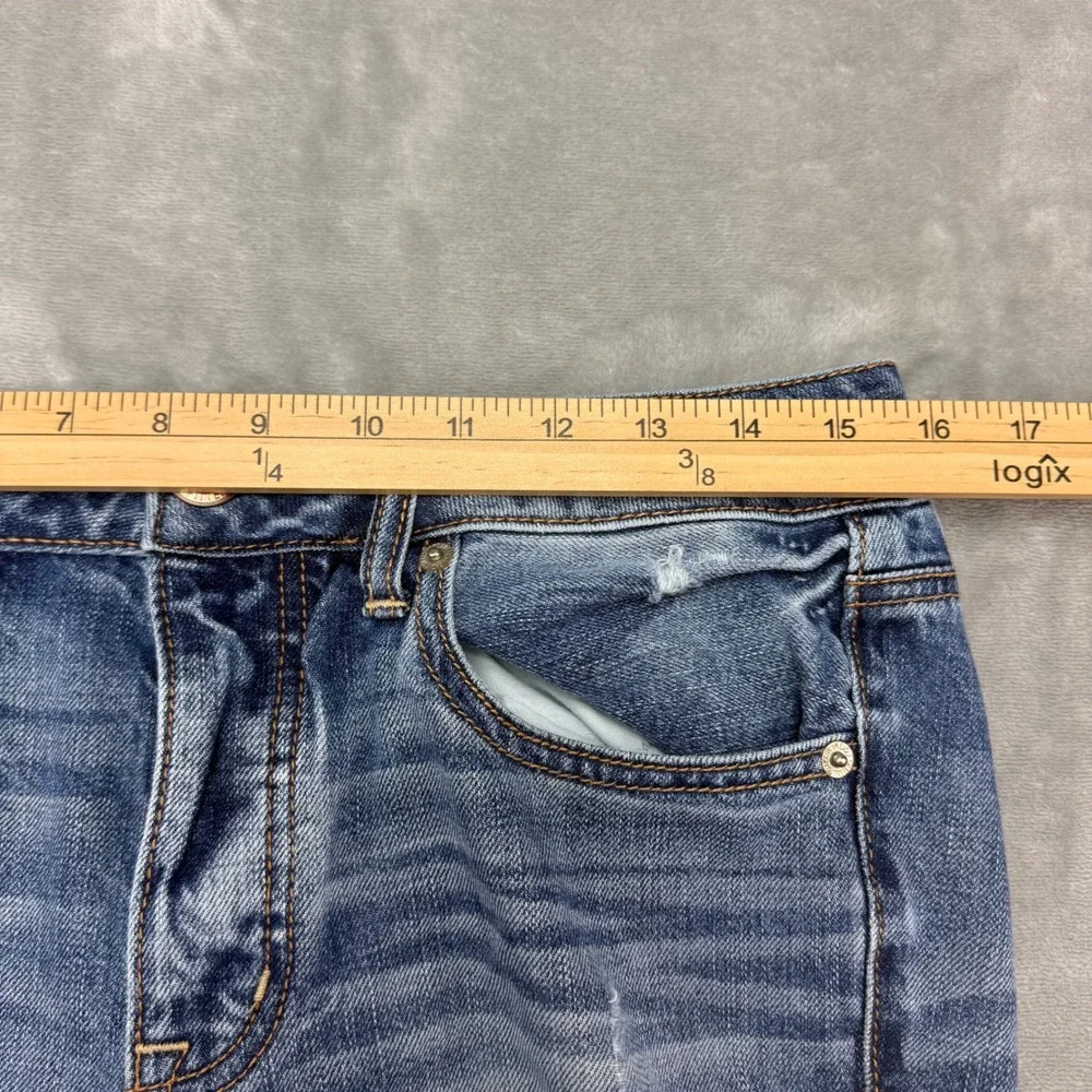 American Eagle Boyfriend‎ Crop Jeans Womens Size 6 Distressed Blue Button Fly